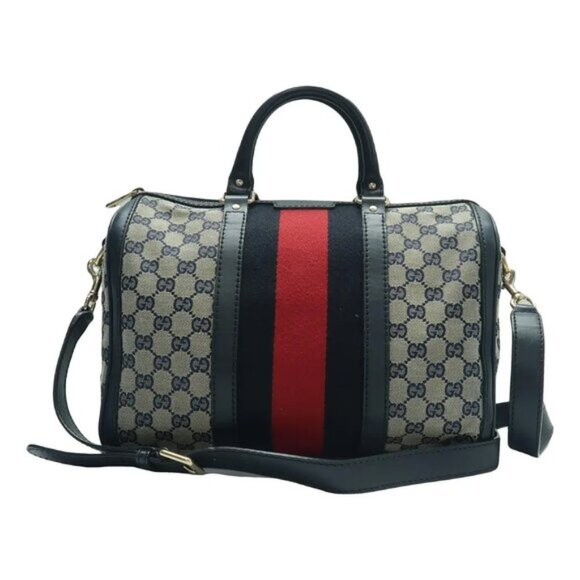 GUCCI Boston Navy Leather Satchel 625-080625 - Picture 1 of 15